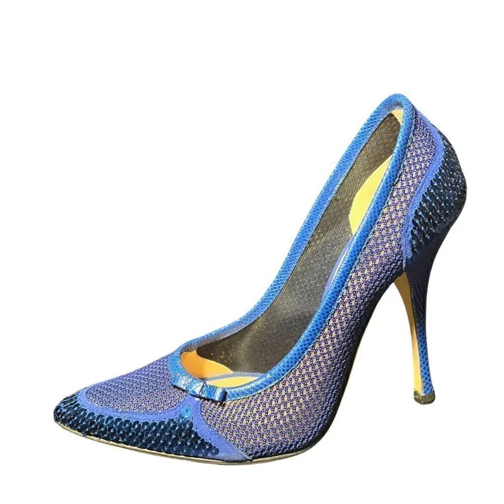 Nib Roberto Cavalli Mesh Blue heels pumps